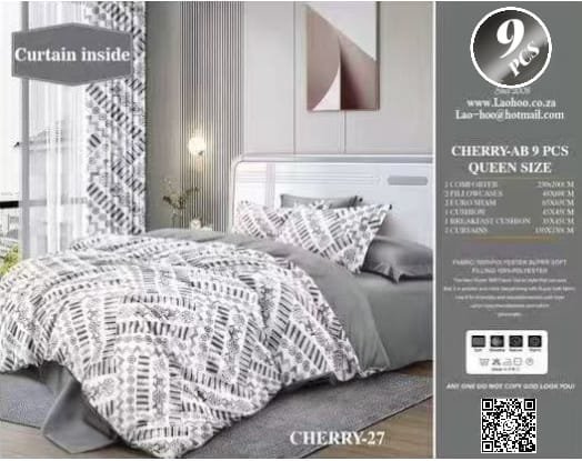 Cherry-AB 9 PCB Queen Size Bedding Set - Image 2