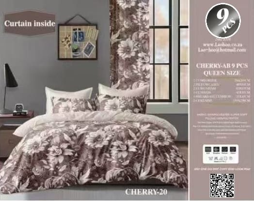 Cherry-AB 9 PCB Queen Size Bedding Set
