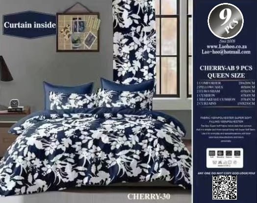 Cherry-AB 9 PCB Queen Size Bedding Set - Image 3