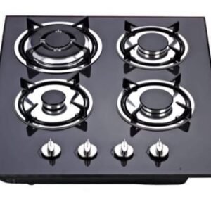 Four‑Burner Gas Stove (Black Glass Top)